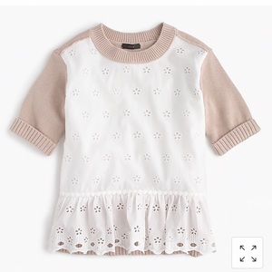 Eyelet Peplum Short-Sleeved Sweater